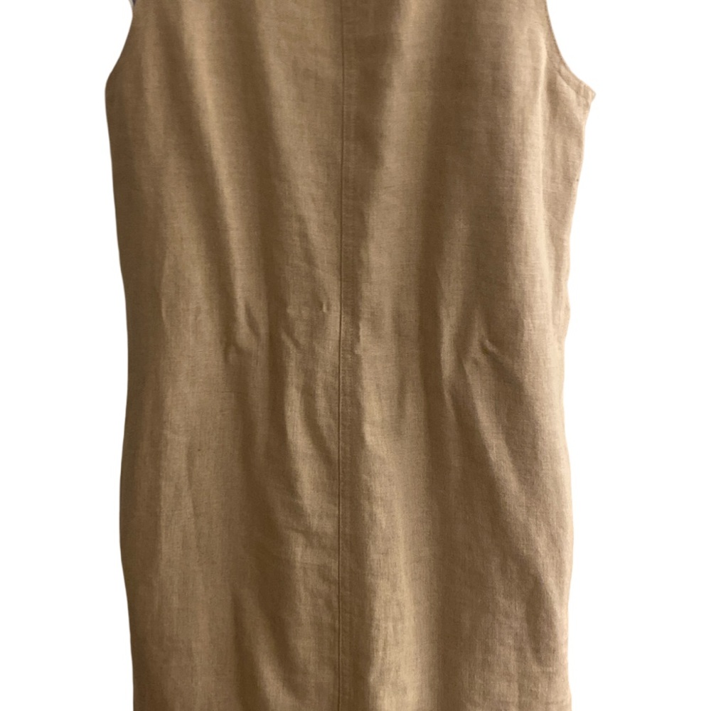 Tommy Bahama Beige Ruffled V-Neck Dress - M tan linen with pockets - Picture 4 of 5